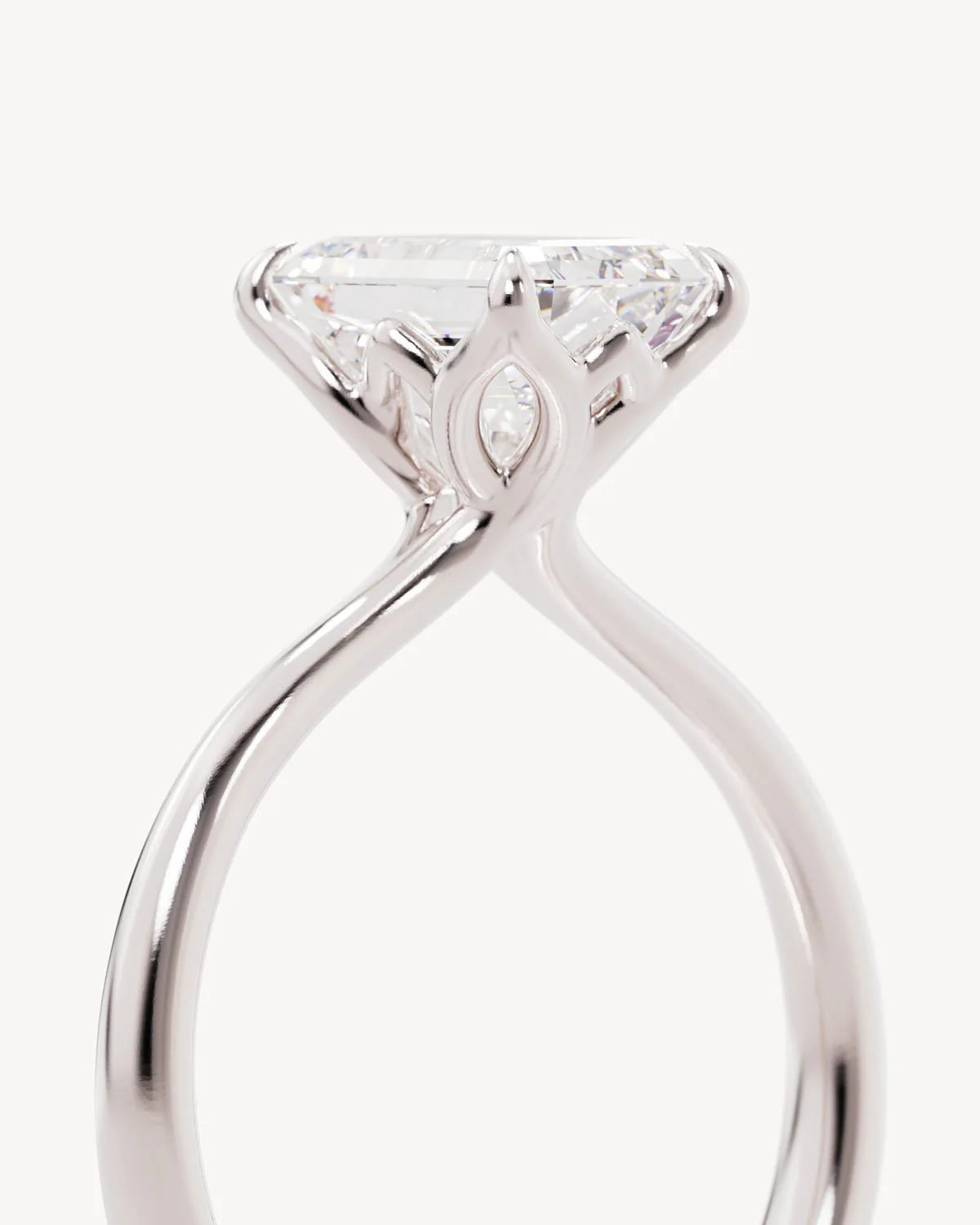 18k Solid White Gold Lotus Solitaire Engagement Ring - Emerald 2ct - Image 3