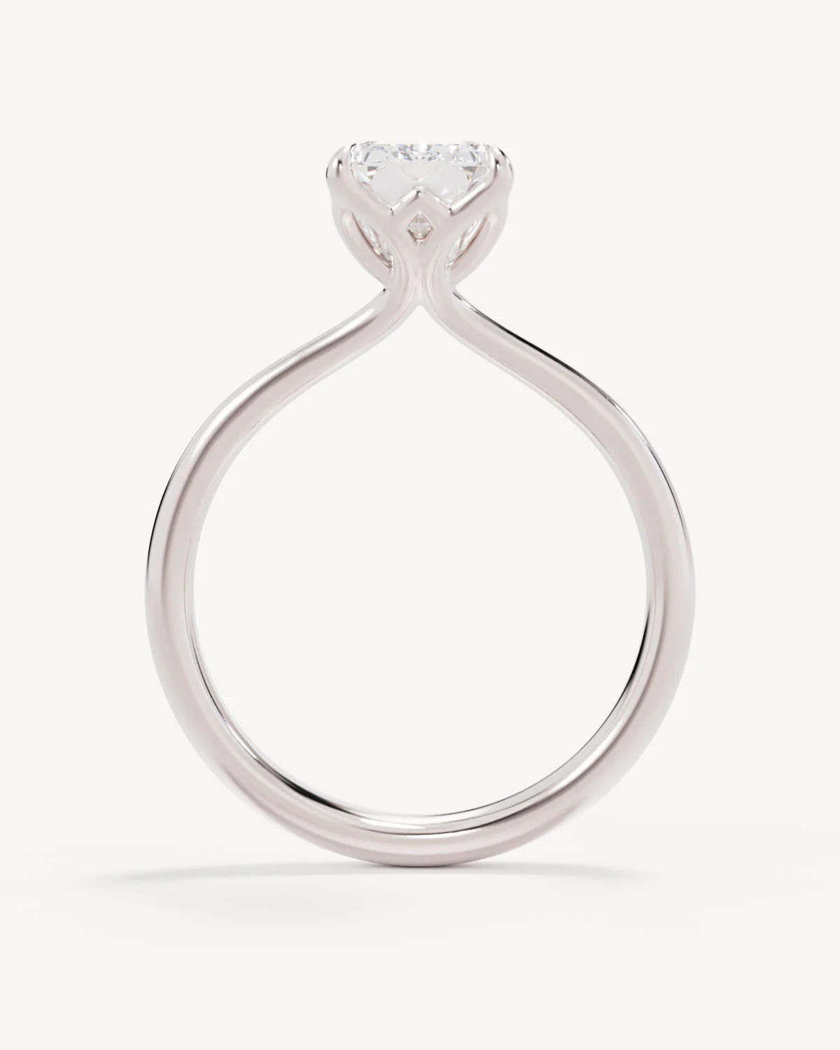 18k Solid White Gold Lotus Solitaire Engagement Ring - Emerald 2ct - Image 4