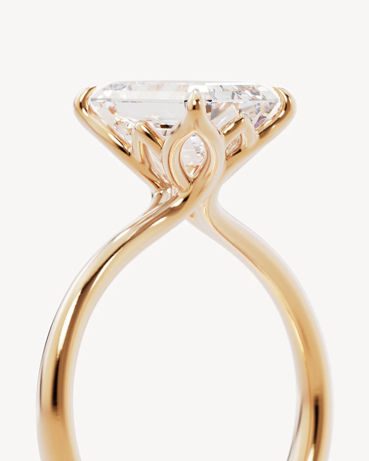 18k Solid Gold Lotus Solitaire Engagement Ring - Emerald 3ct - Image 3