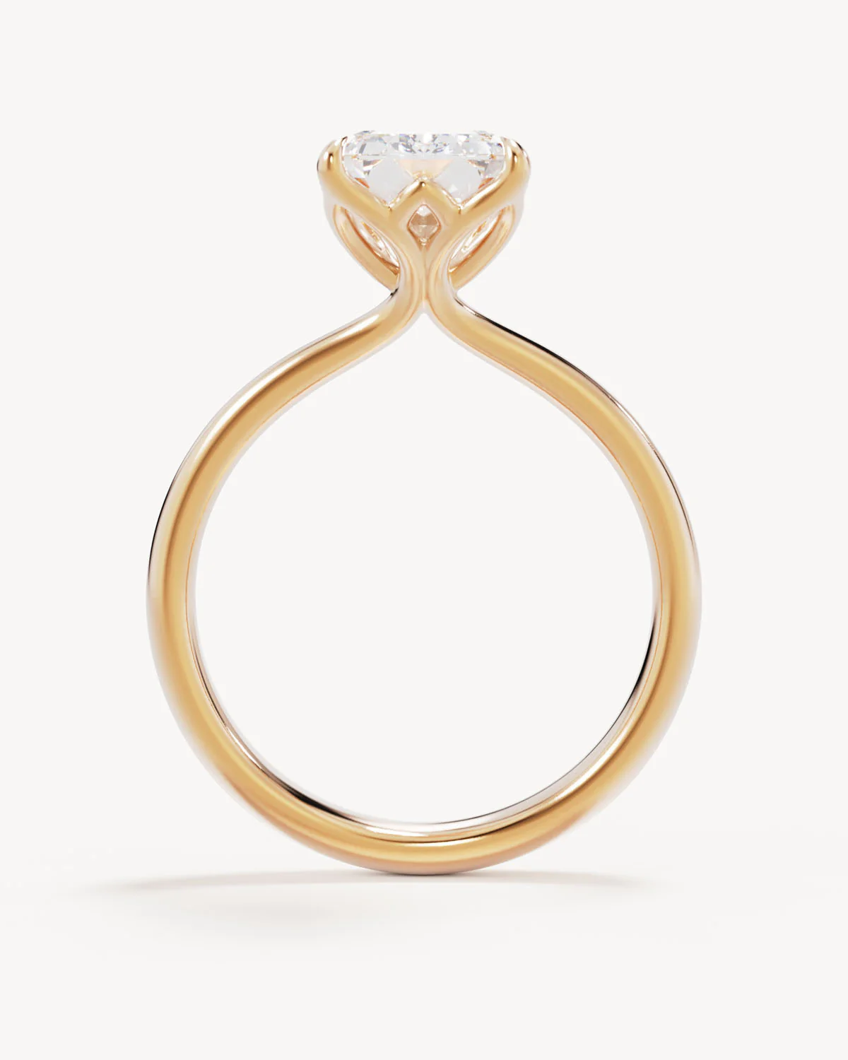 18k Solid Gold Lotus Solitaire Engagement Ring - Emerald 3ct - Image 4