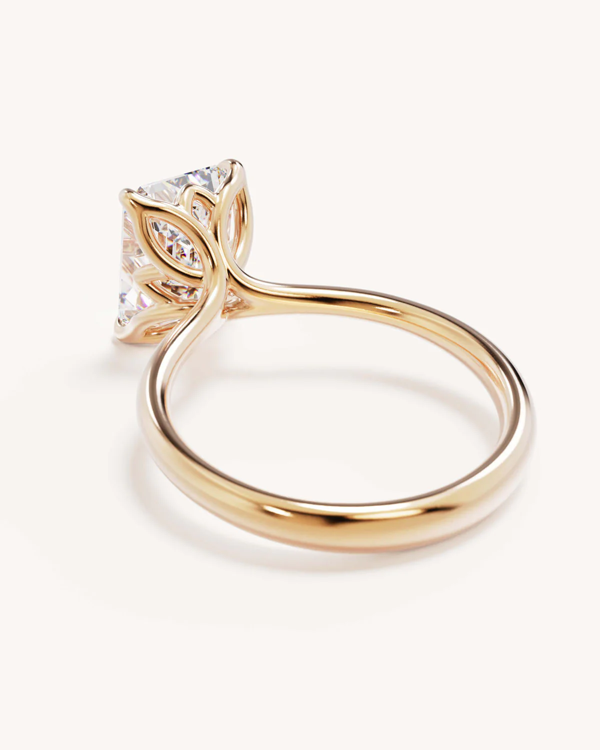 18k Solid Gold Lotus Solitaire Engagement Ring - Emerald 3ct - Image 5