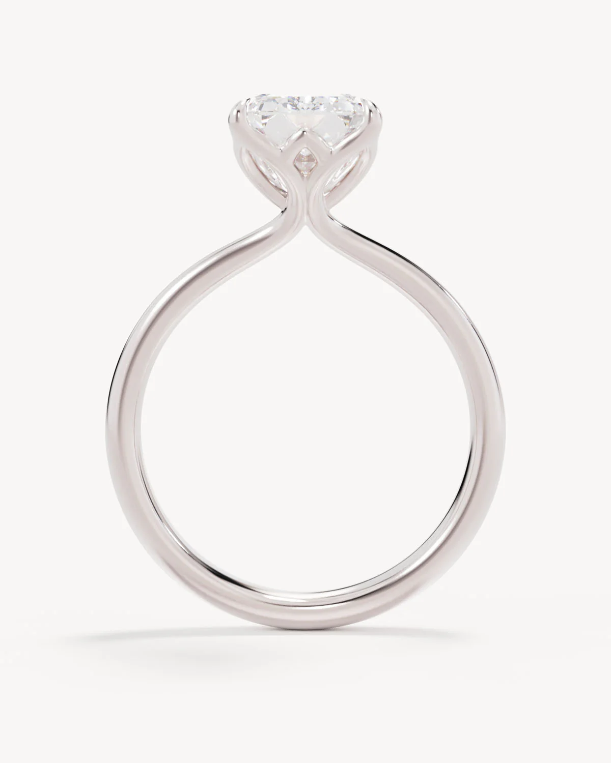 18k Solid White Gold Lotus Solitaire Engagement Ring - Emerald 3ct - Image 4