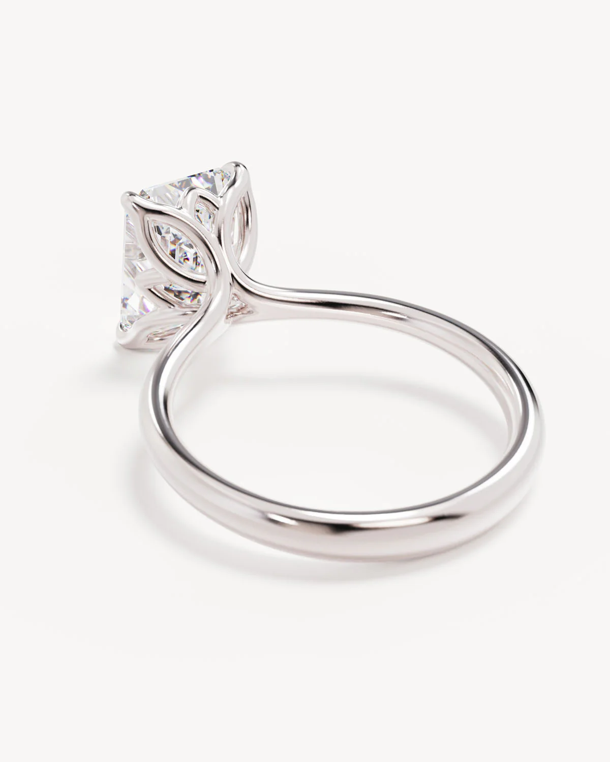 18k Solid White Gold Lotus Solitaire Engagement Ring - Emerald 3ct - Image 5