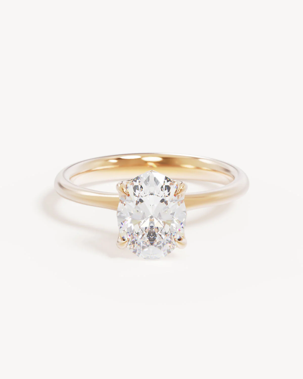 18k Solid Gold Lotus Solitaire Engagement Ring - Oval 1.5ct