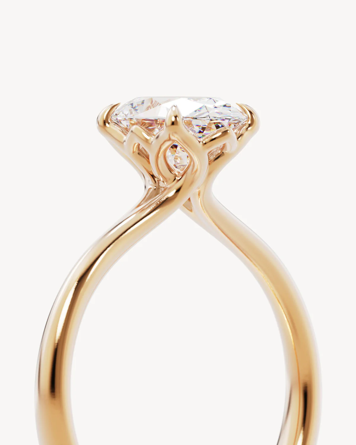 18k Solid Gold Lotus Solitaire Engagement Ring - Oval 1.5ct - Image 3
