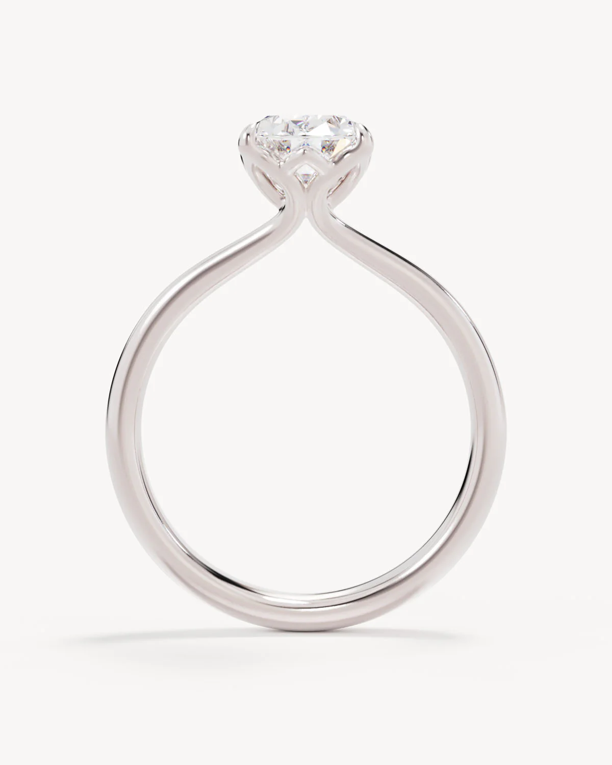 18k Solid White Gold Lotus Solitaire Engagement - Oval 1.5ct - Image 4