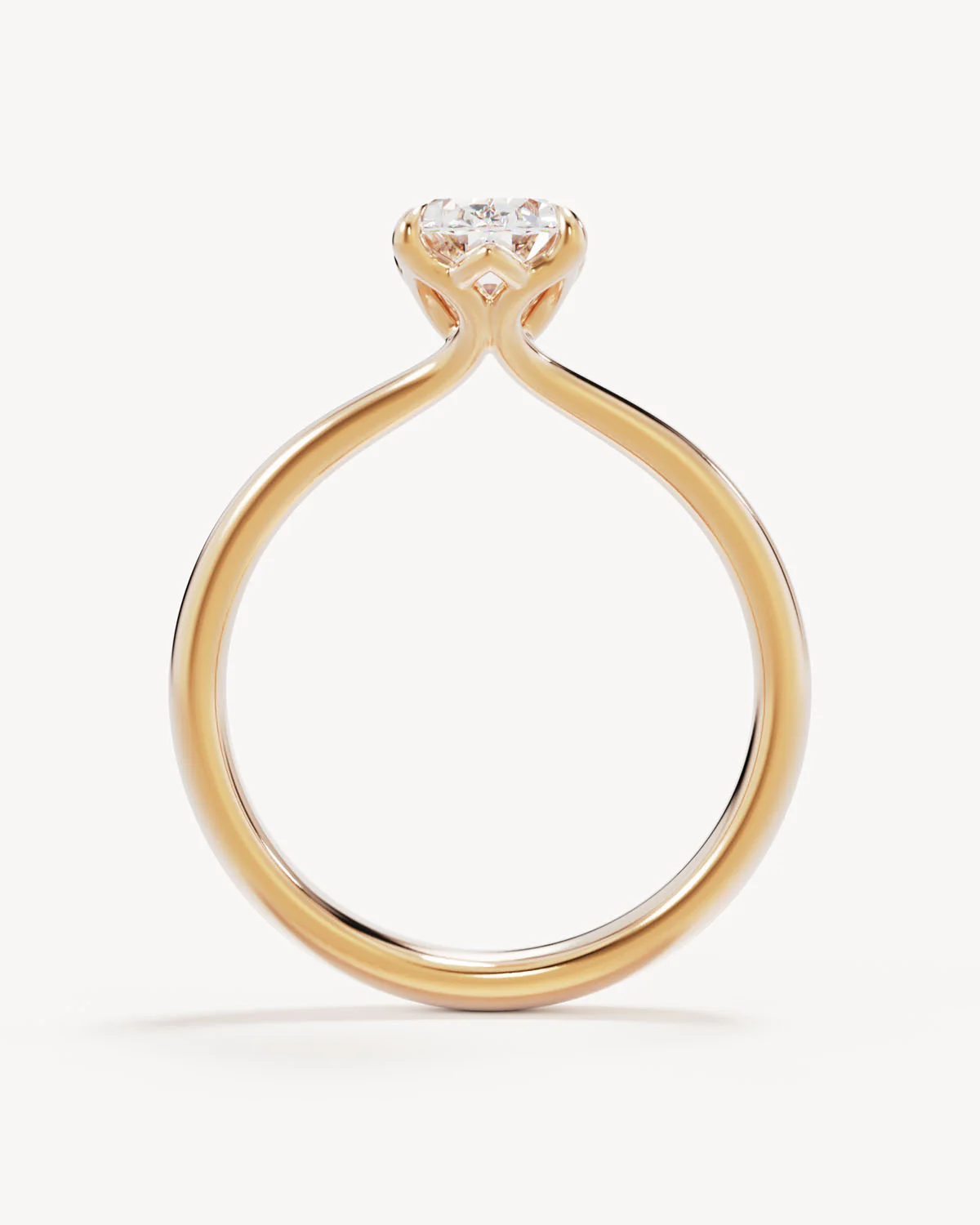 18k Solid Gold Lotus Solitaire Engagement Ring - Oval - Image 4