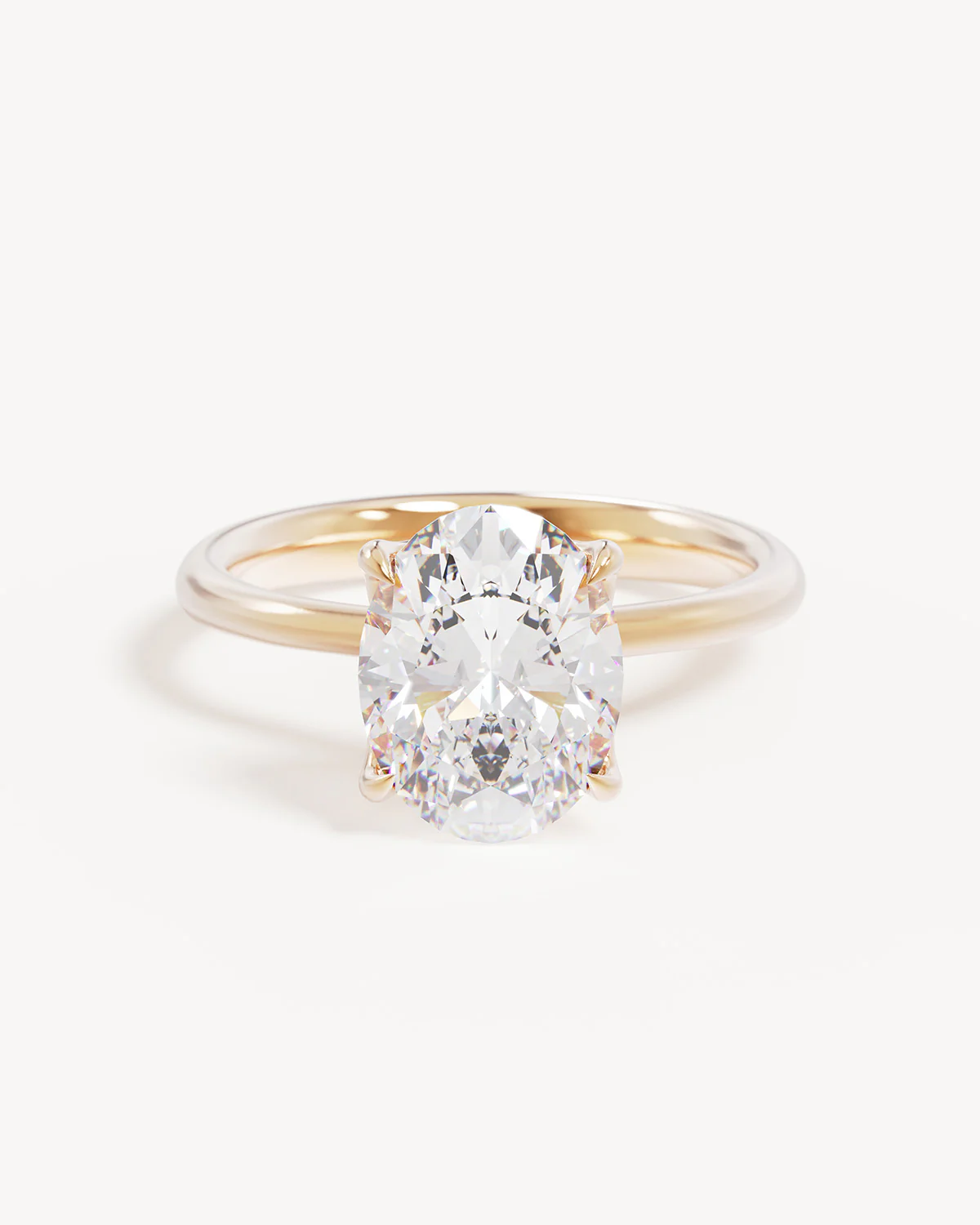 18k Solid Gold Lotus Solitaire Engagement Ring - Oval 2.5ct