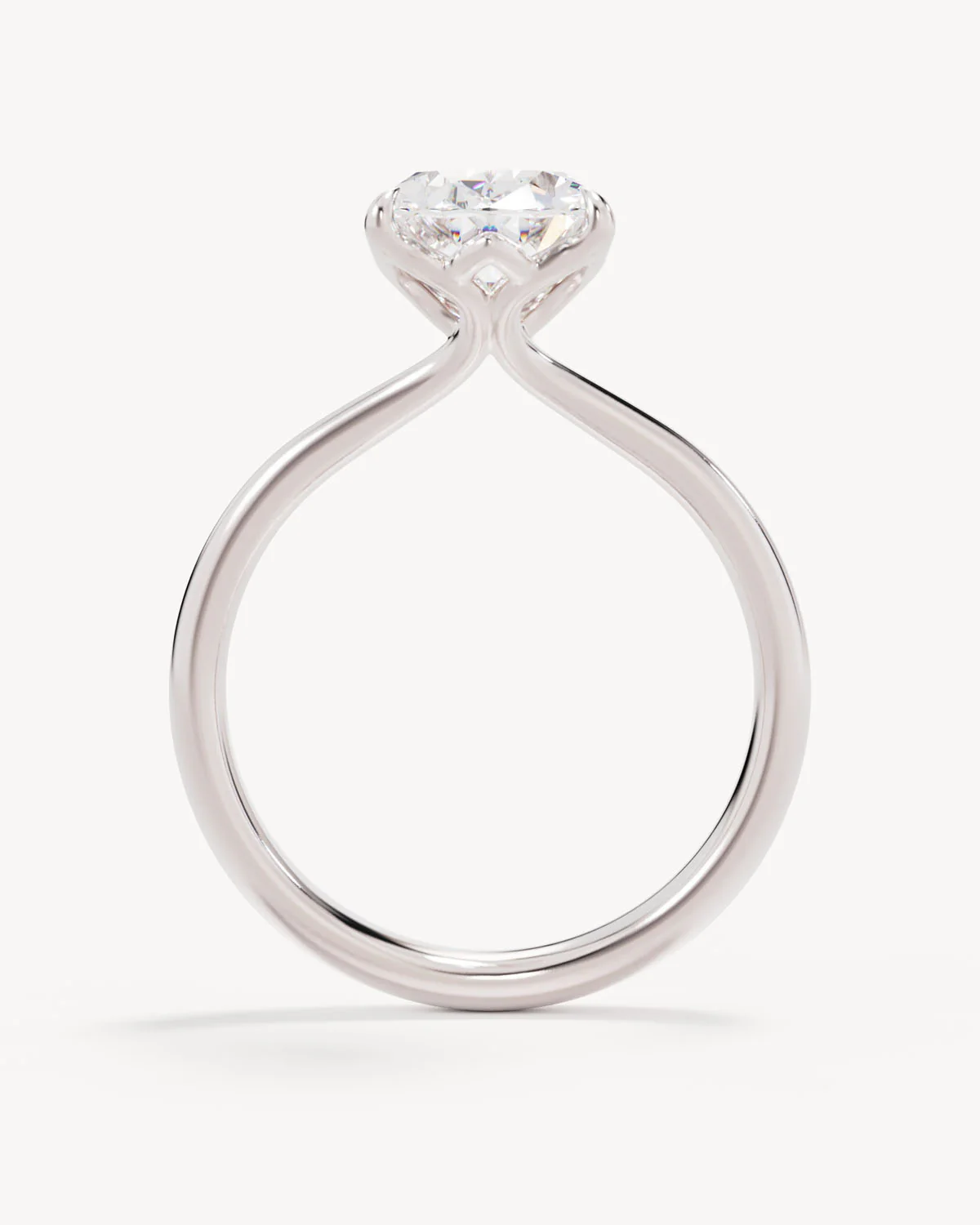 18k Solid White Gold Lotus Solitaire Engagement Ring - Oval 2.5ct - Image 4