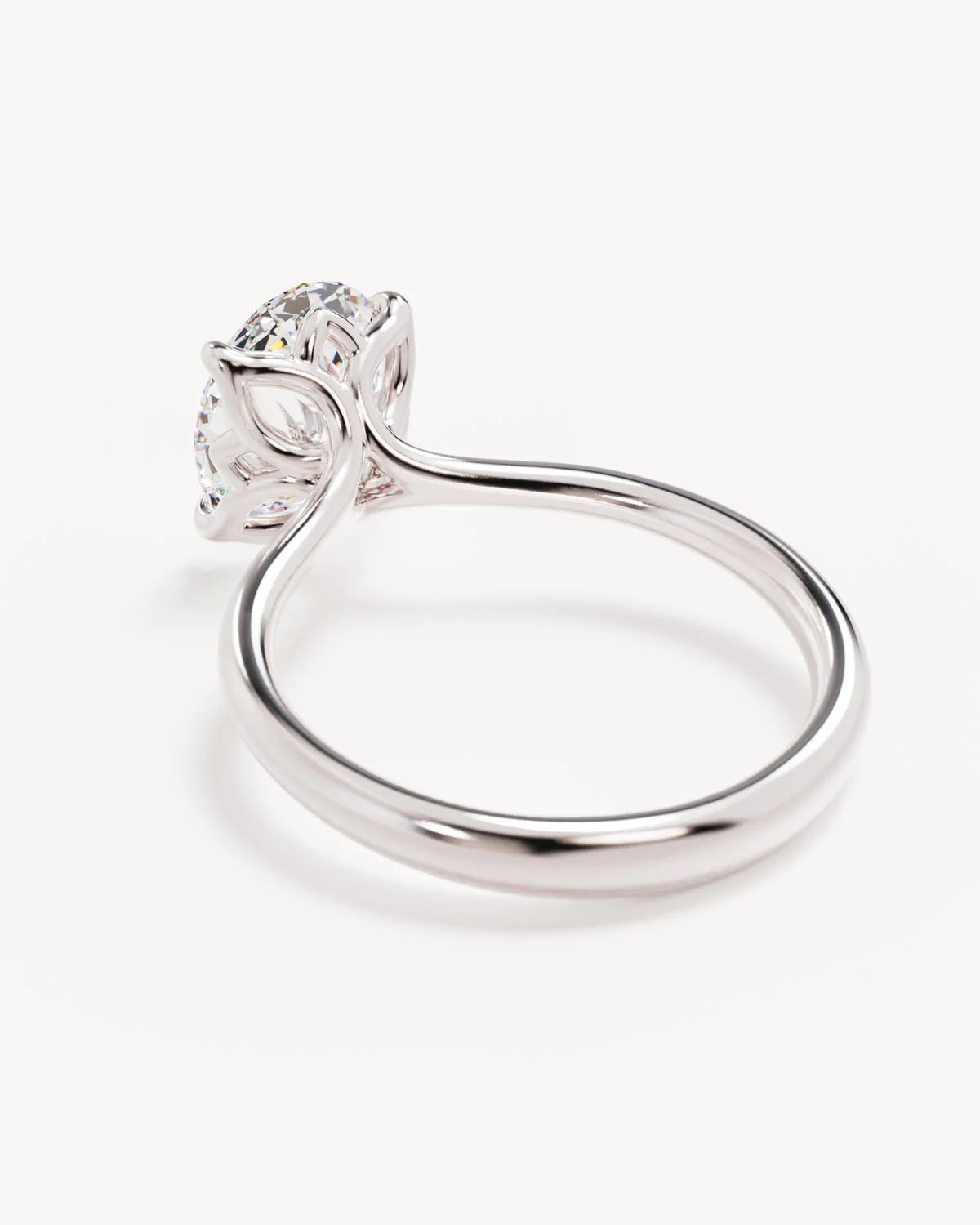 18k Solid White Gold Lotus Solitaire Engagement Ring - Oval 2.5ct - Image 5