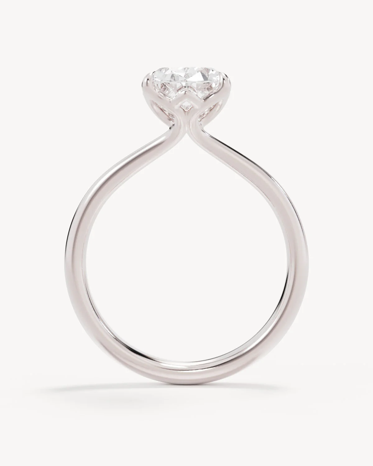 18k Solid White Gold Lotus Solitaire Engagement Ring - Oval 2ct - Image 4