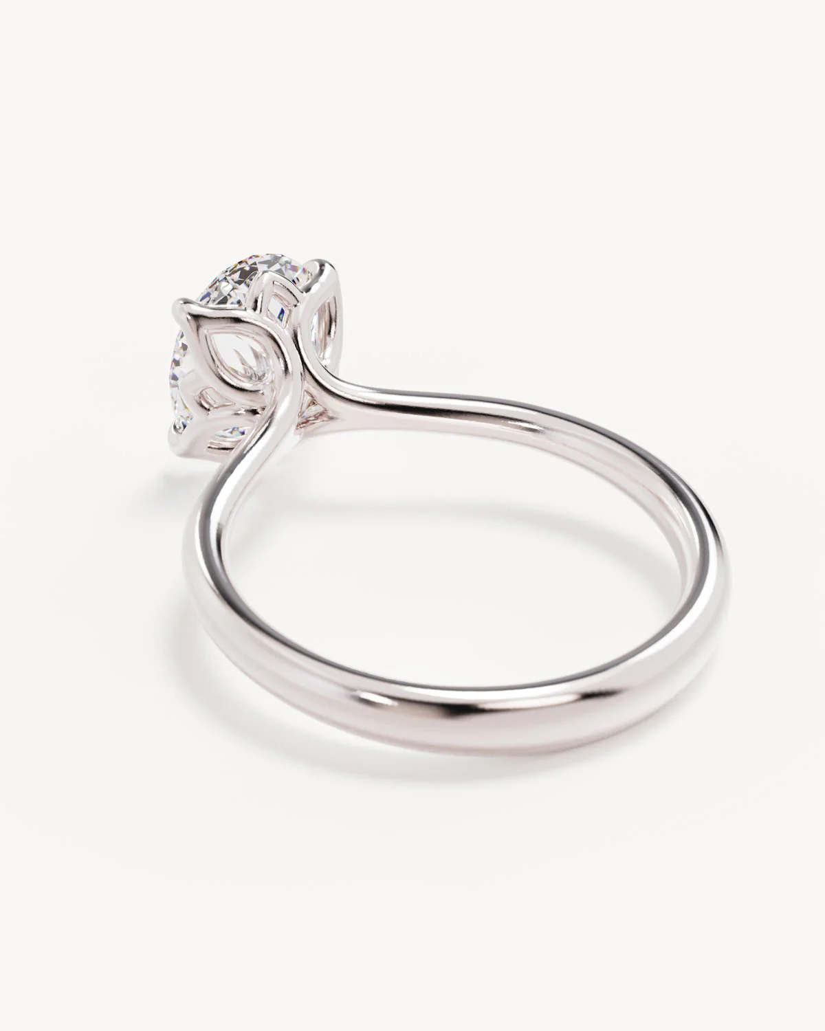 18k Solid White Gold Lotus Solitaire Engagement Ring - Oval 2ct - Image 5
