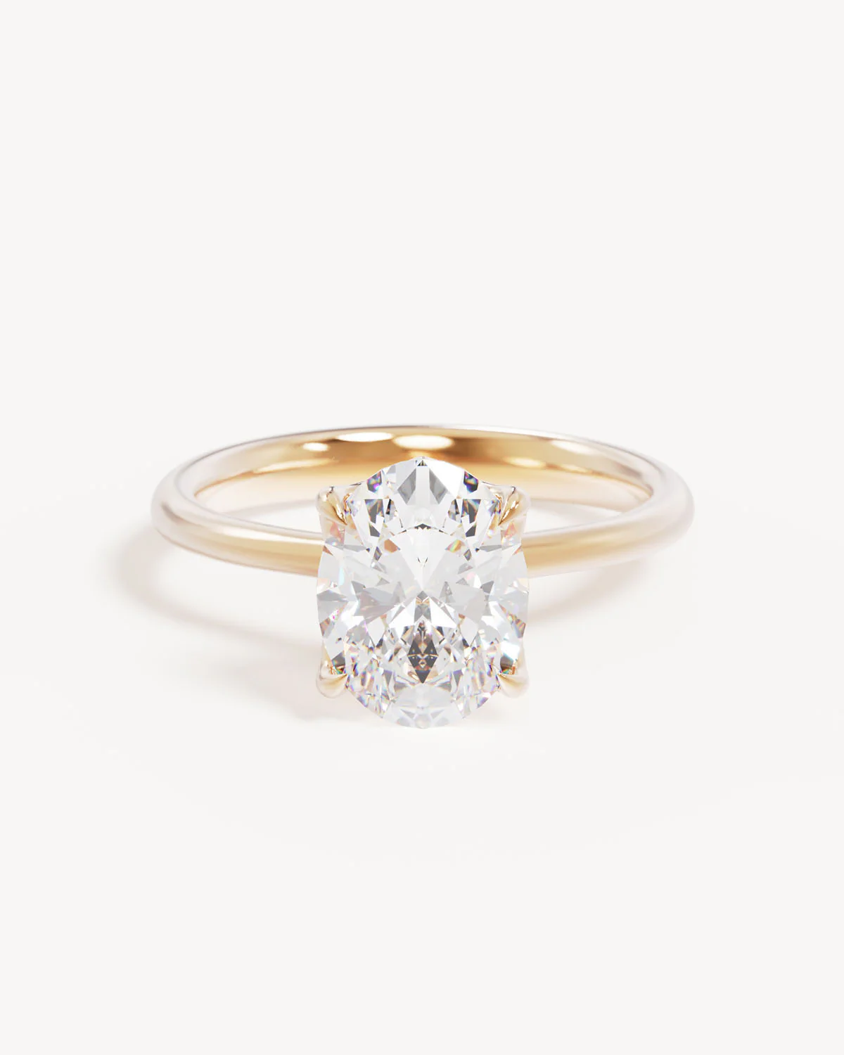 18k Solid Gold Lotus Solitaire Engagement Ring - Oval 2ct