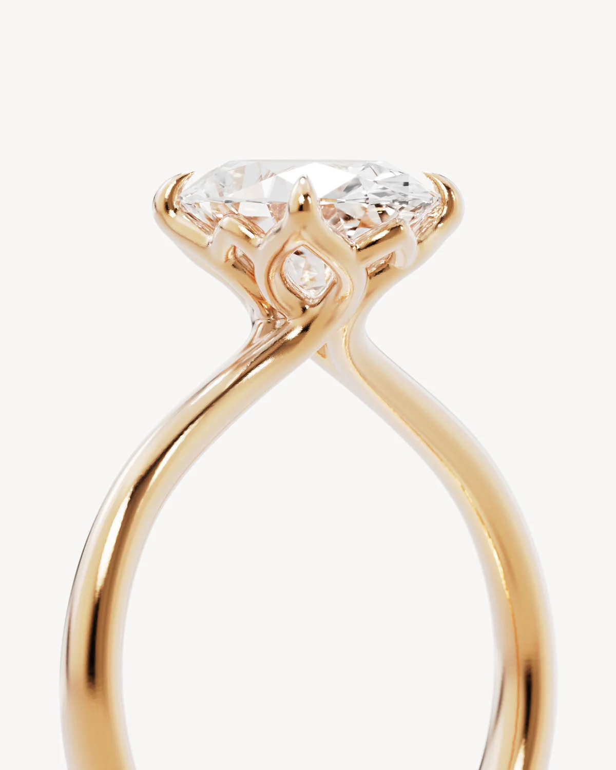 18k Solid Gold Lotus Solitaire Engagement Ring - Oval 2ct - Image 3