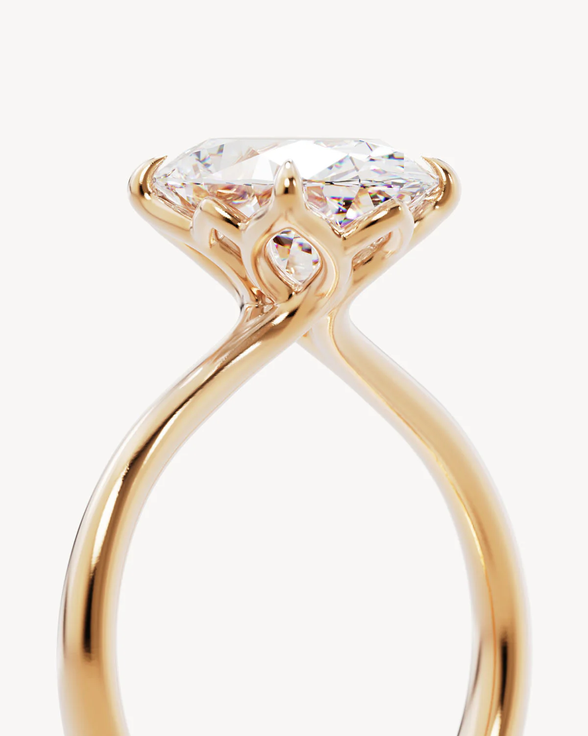 18k Solid Gold Lotus Solitaire Engagement Ring - Oval 3ct - Image 3