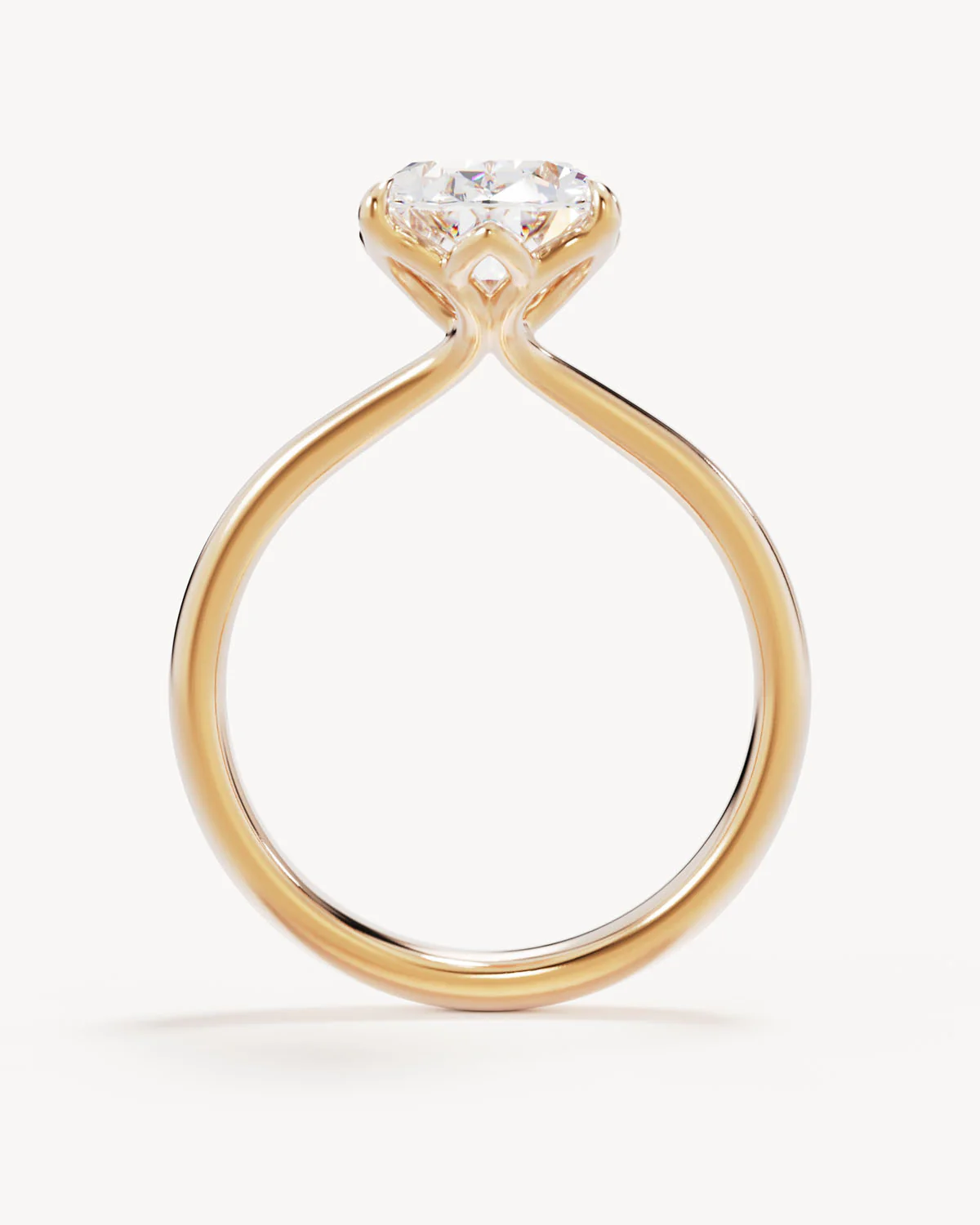 18k Solid Gold Lotus Solitaire Engagement Ring - Oval 3ct - Image 4