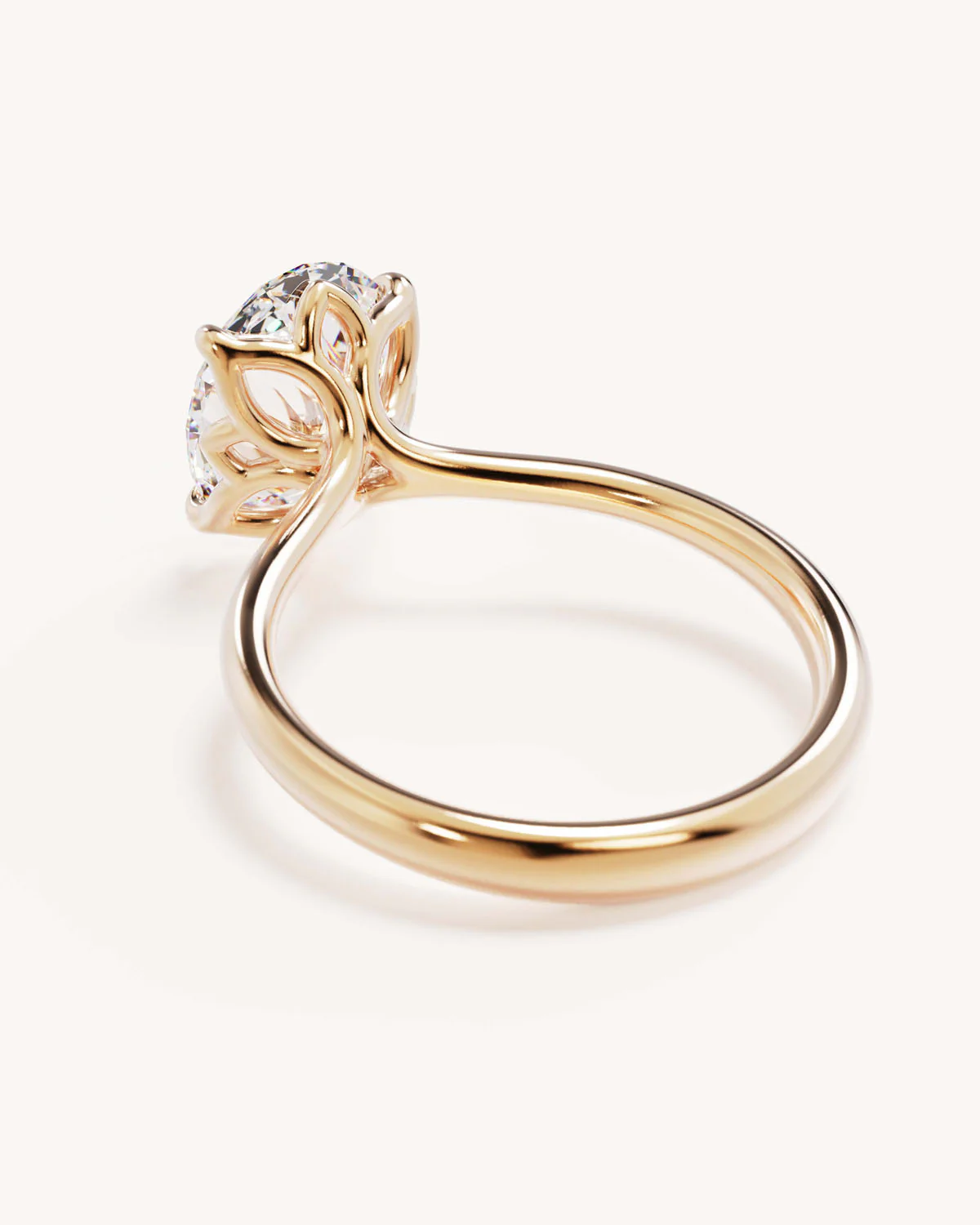 18k Solid Gold Lotus Solitaire Engagement Ring - Oval 3ct - Image 5