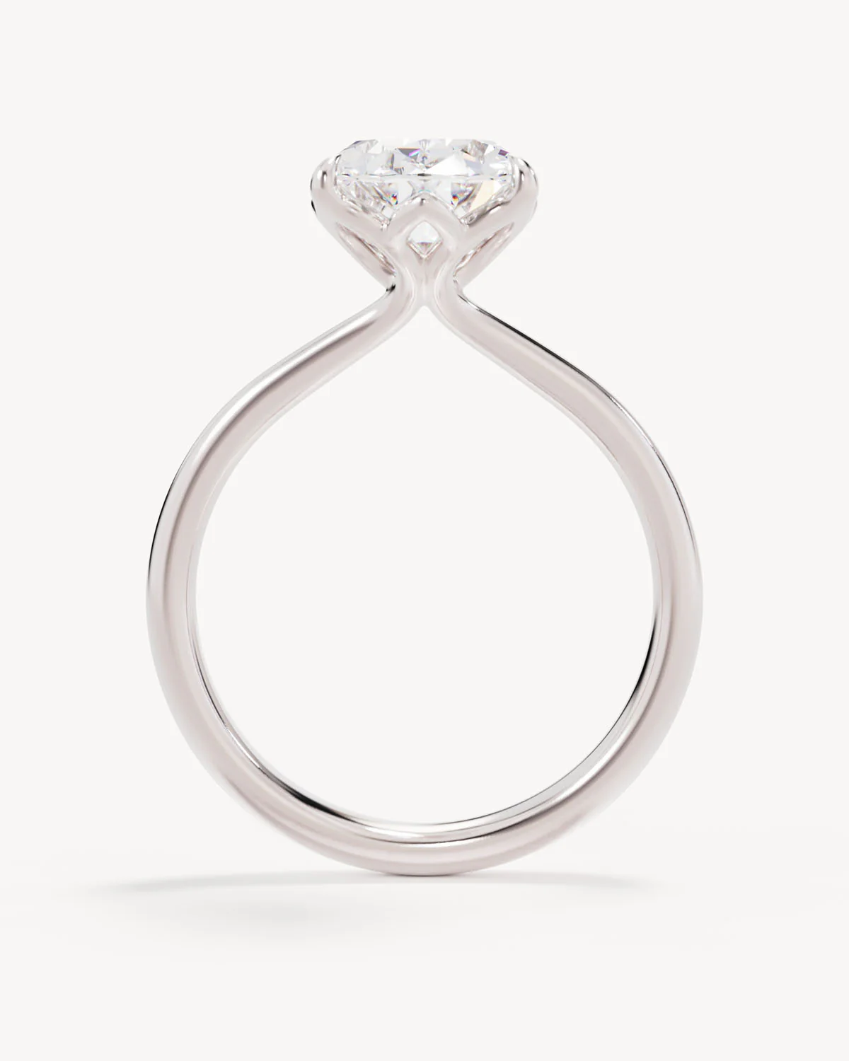 18k Solid White Gold Lotus Solitaire Engagement Ring - Oval 3ct - Image 4
