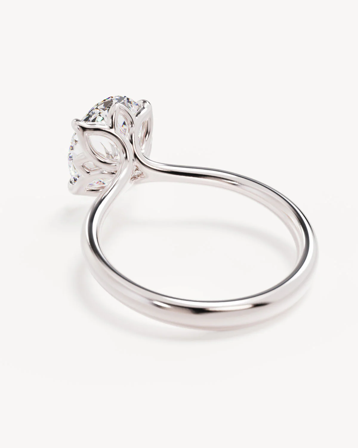 18k Solid White Gold Lotus Solitaire Engagement Ring - Oval 3ct - Image 5