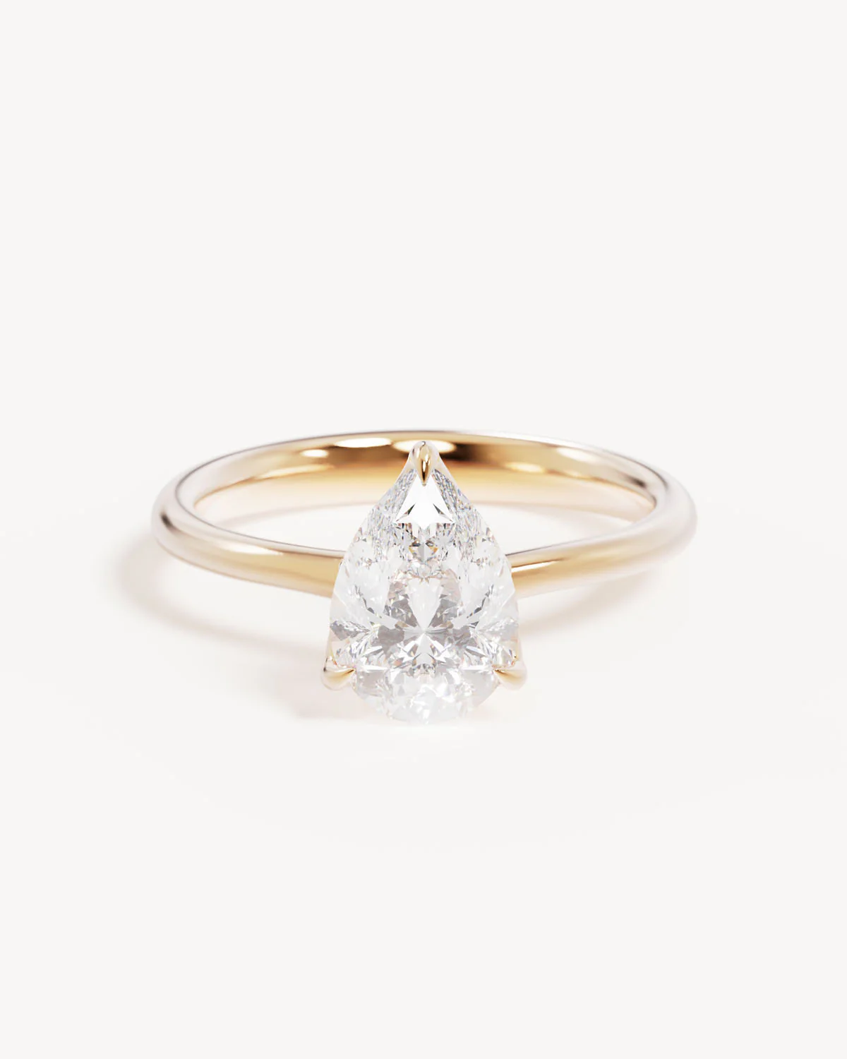 18k Solid Gold Lotus Solitaire Engagement Ring - Pear 1.5ct