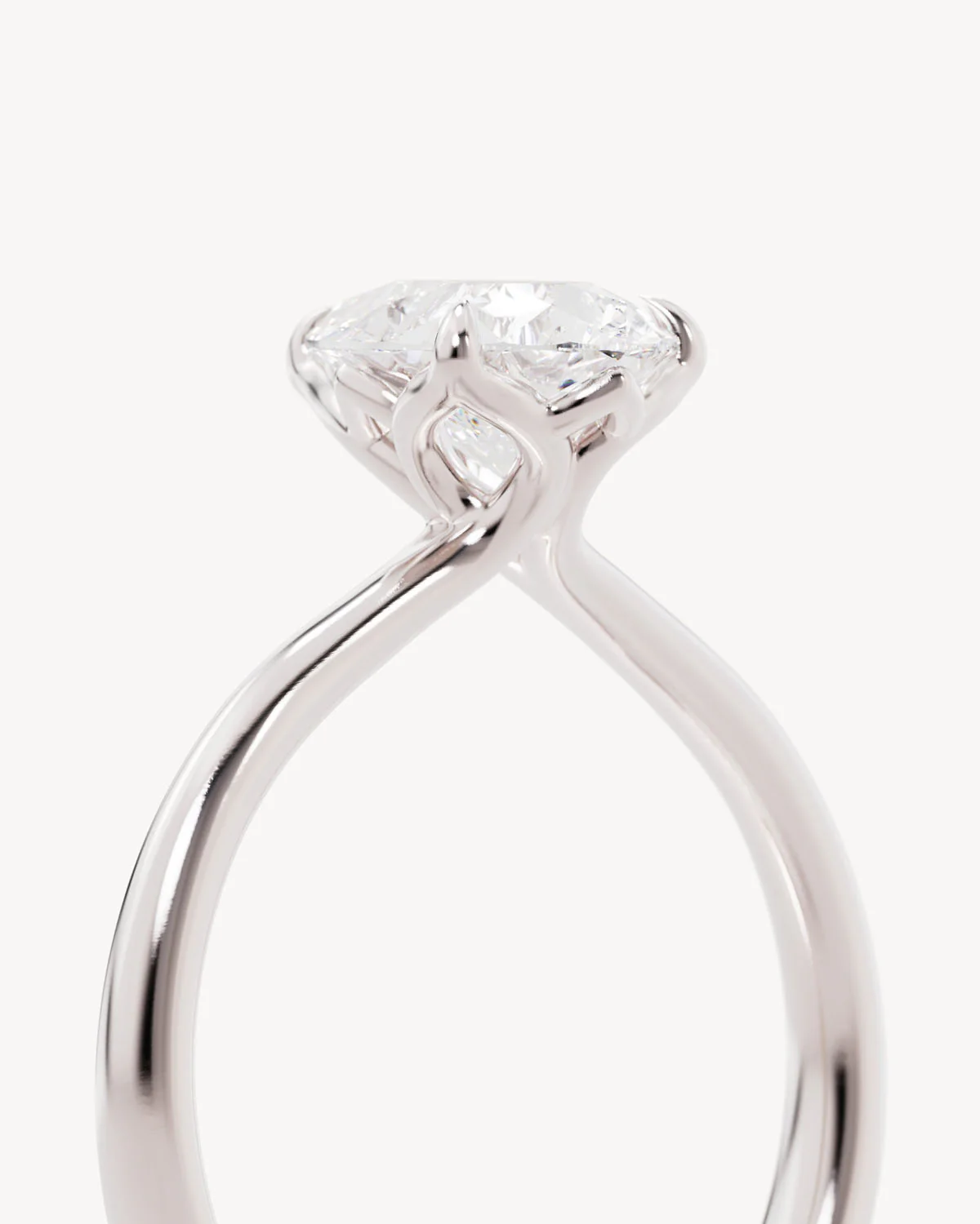 18k Solid White Gold Lotus Solitaire Engagement Ring - Pear 1.5ct - Image 3