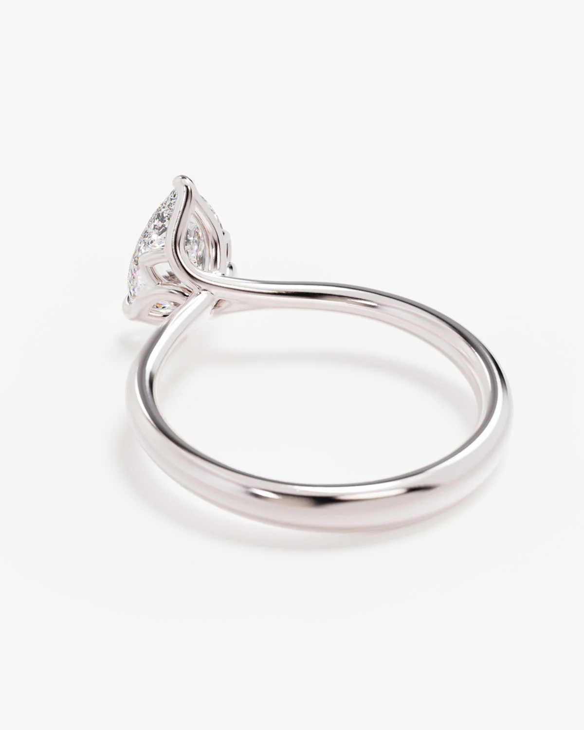 18k Solid White Gold Lotus Solitaire Engagement Ring - Pear 1.5ct - Image 5