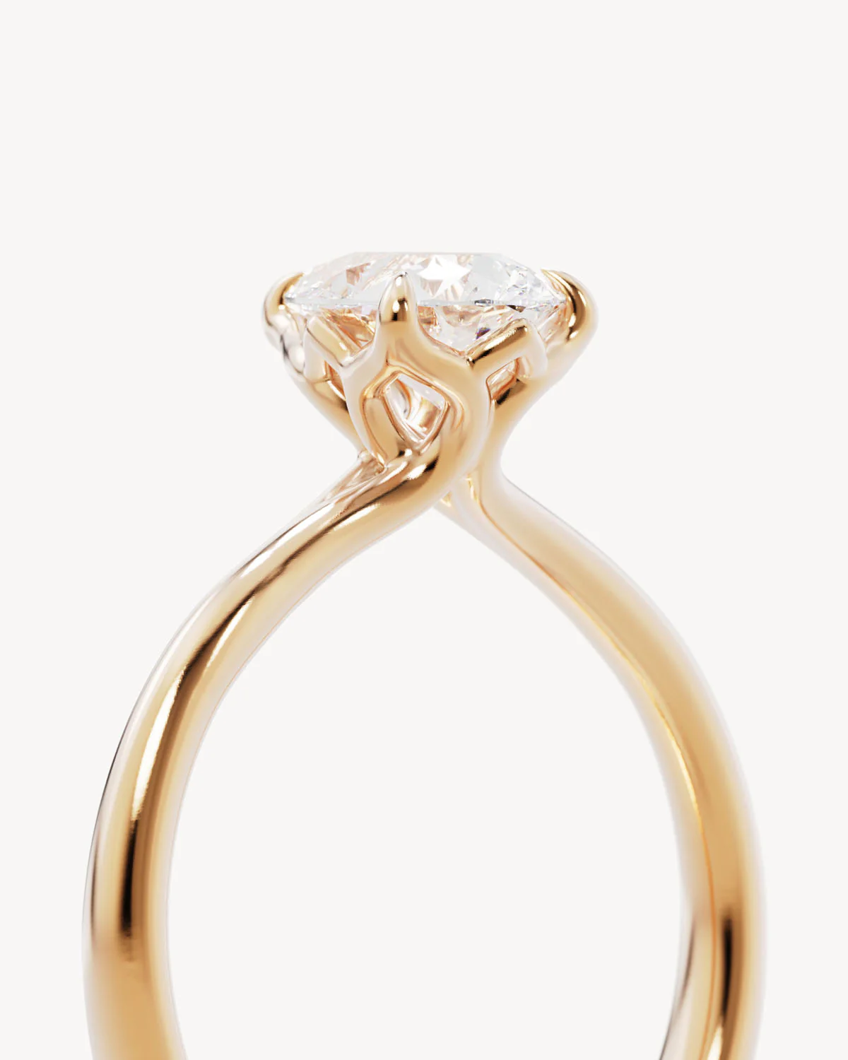 18k Solid Gold Lotus Solitaire Engagement Ring - Pear - Image 3