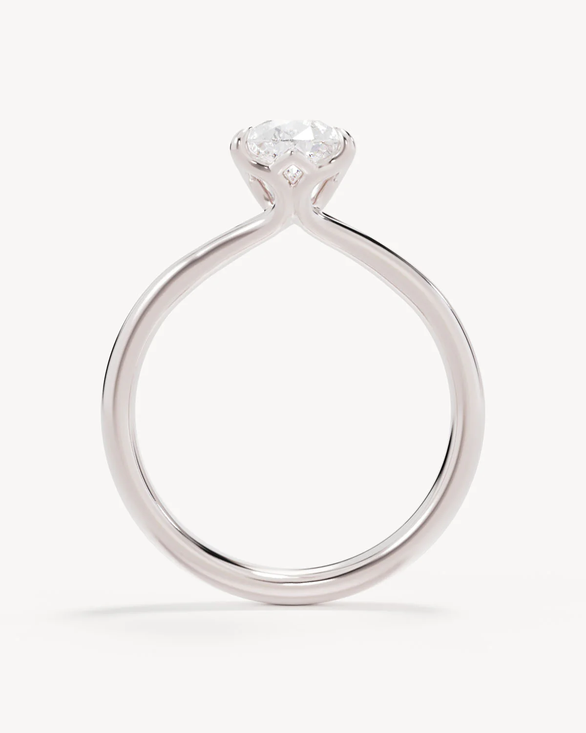 18k Solid White Gold Lotus Solitaire Engagement Ring - Pear - Image 4