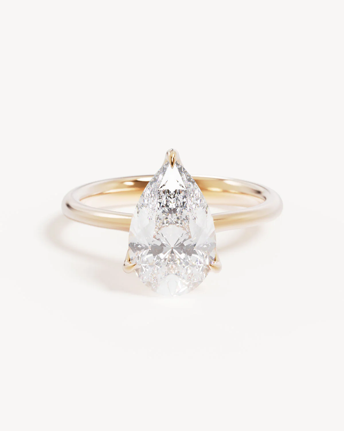 18k Solid Gold Lotus Solitaire Engagement Ring - Pear 2.5ct