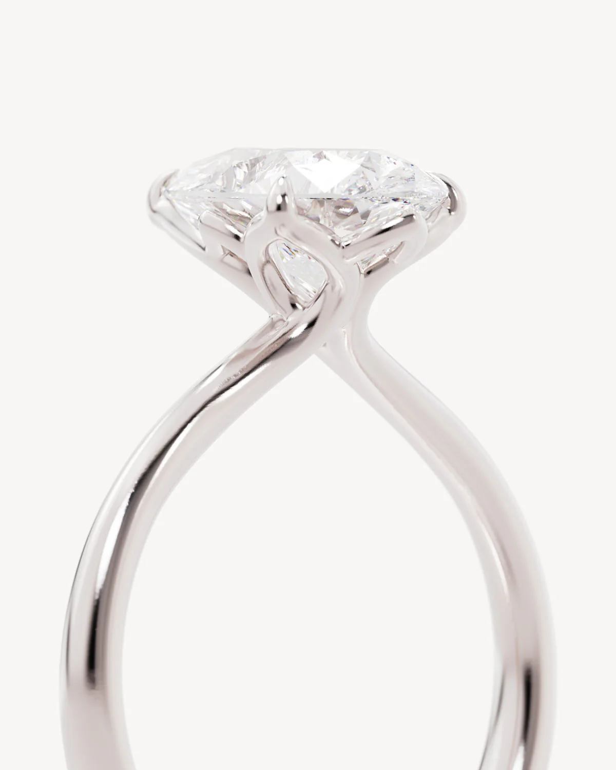 18k Solid White Gold Lotus Solitaire Engagement Ring - Pear 2.5ct - Image 3
