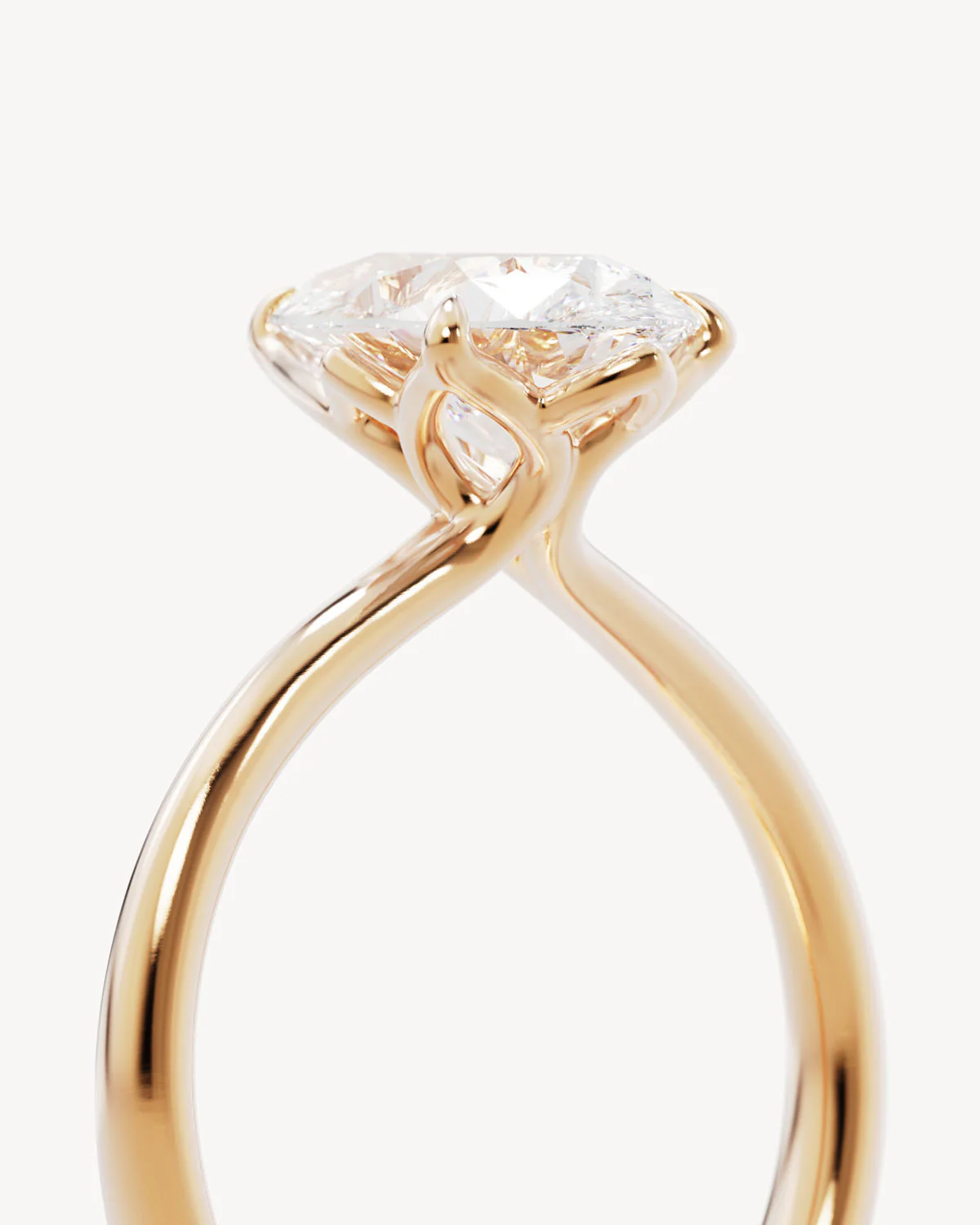 18k Solid Gold Lotus Solitaire Engagement Ring - Pear 2ct - Image 3