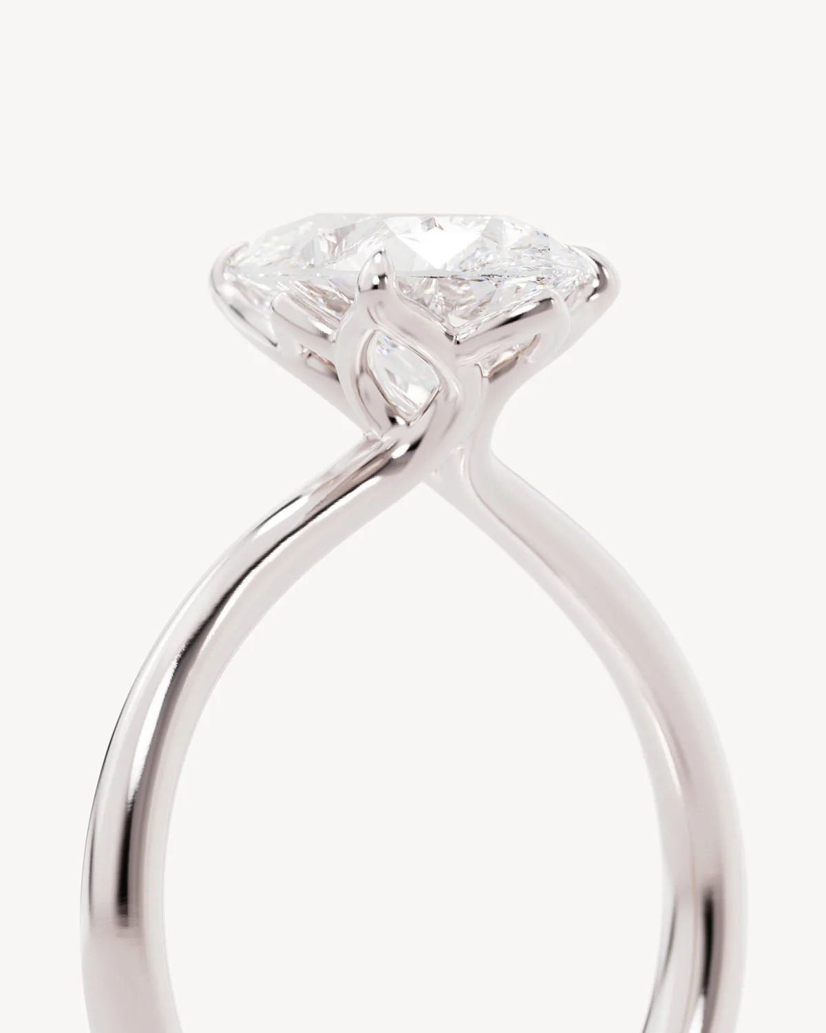 18k Solid White Gold Lotus Solitaire Engagement Ring - Pear 2ct - Image 3