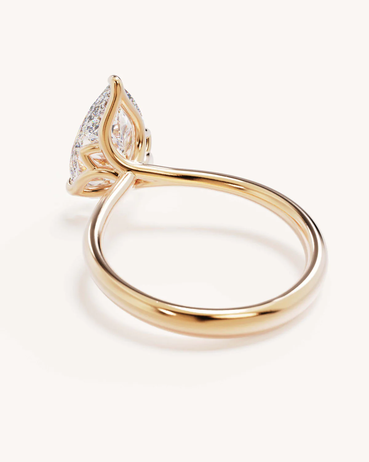 18k Solid Gold Lotus Solitaire Engagement Ring - Pear 3ct - Image 5