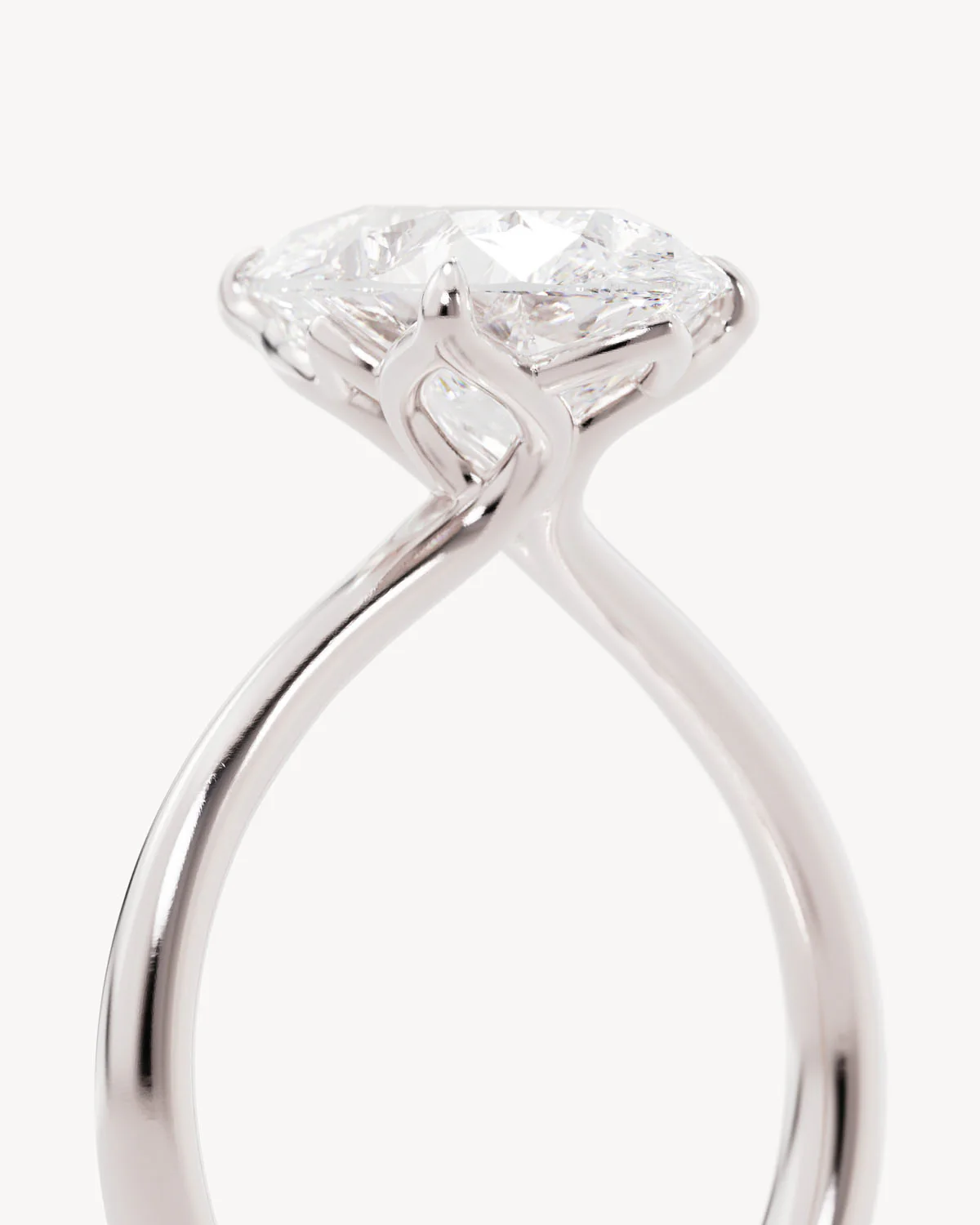 18k Solid White Gold Lotus Solitaire Engagement Ring - Pear 3ct - Image 3