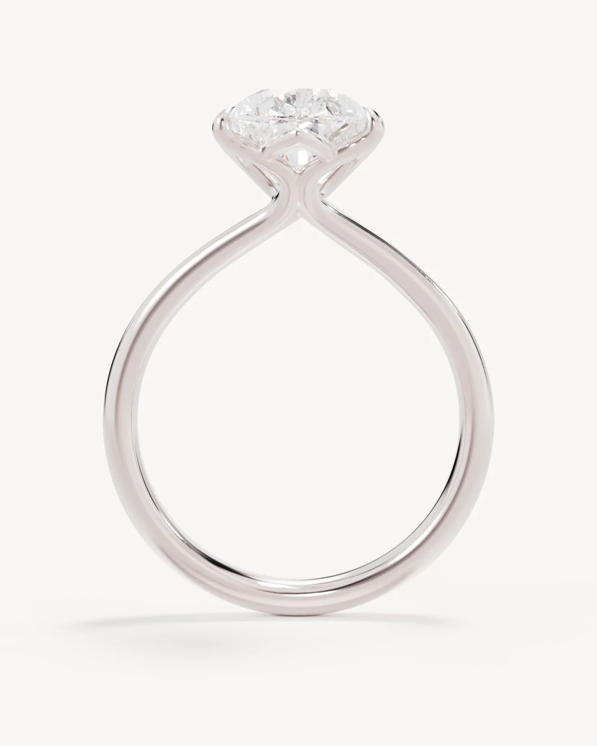 18k Solid White Gold Lotus Solitaire Engagement Ring - Pear 3ct - Image 4