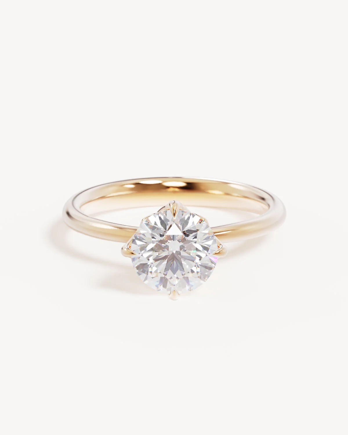 18k Solid Gold Lotus Solitaire Engagement Ring - Round 1.5ct