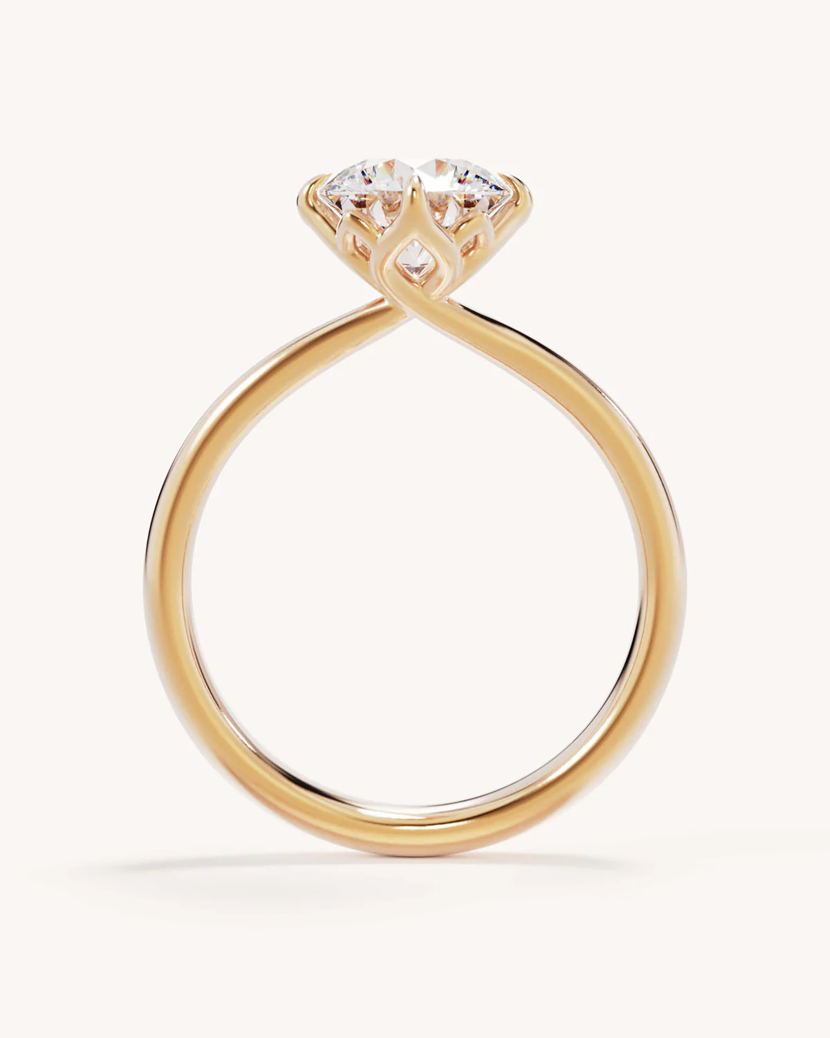 18k Solid Gold Lotus Solitaire Engagement Ring - Round 1.5ct - Image 4