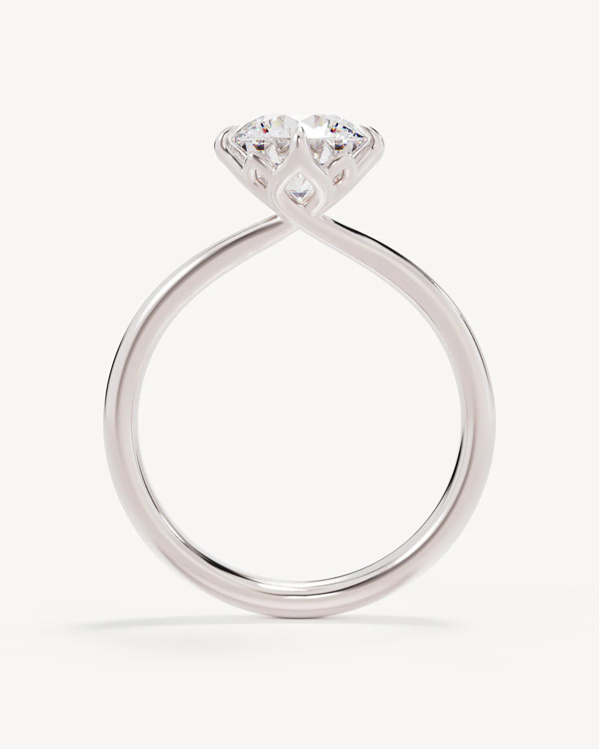 18k Solid White Gold Lotus Solitaire Engagement Ring - Round 1.5ct - Image 4