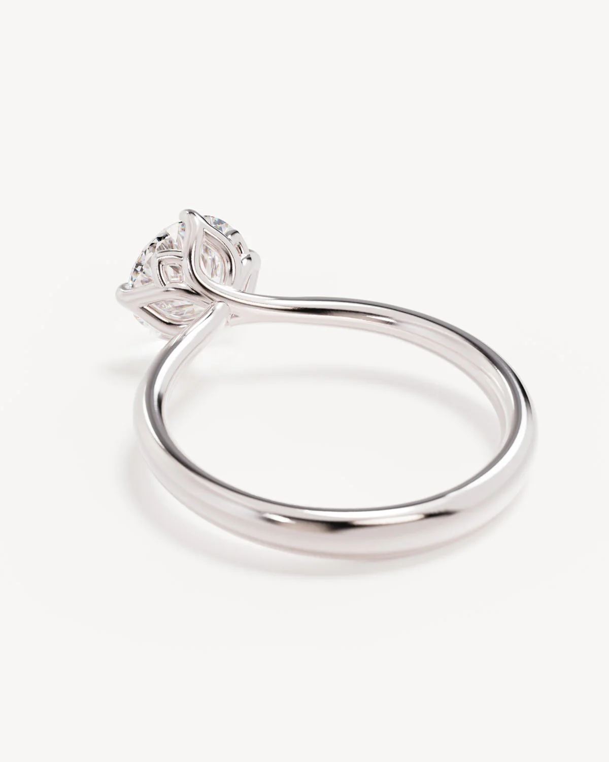 18k Solid White Gold Lotus Solitaire Engagement Ring - Round 1.5ct - Image 5