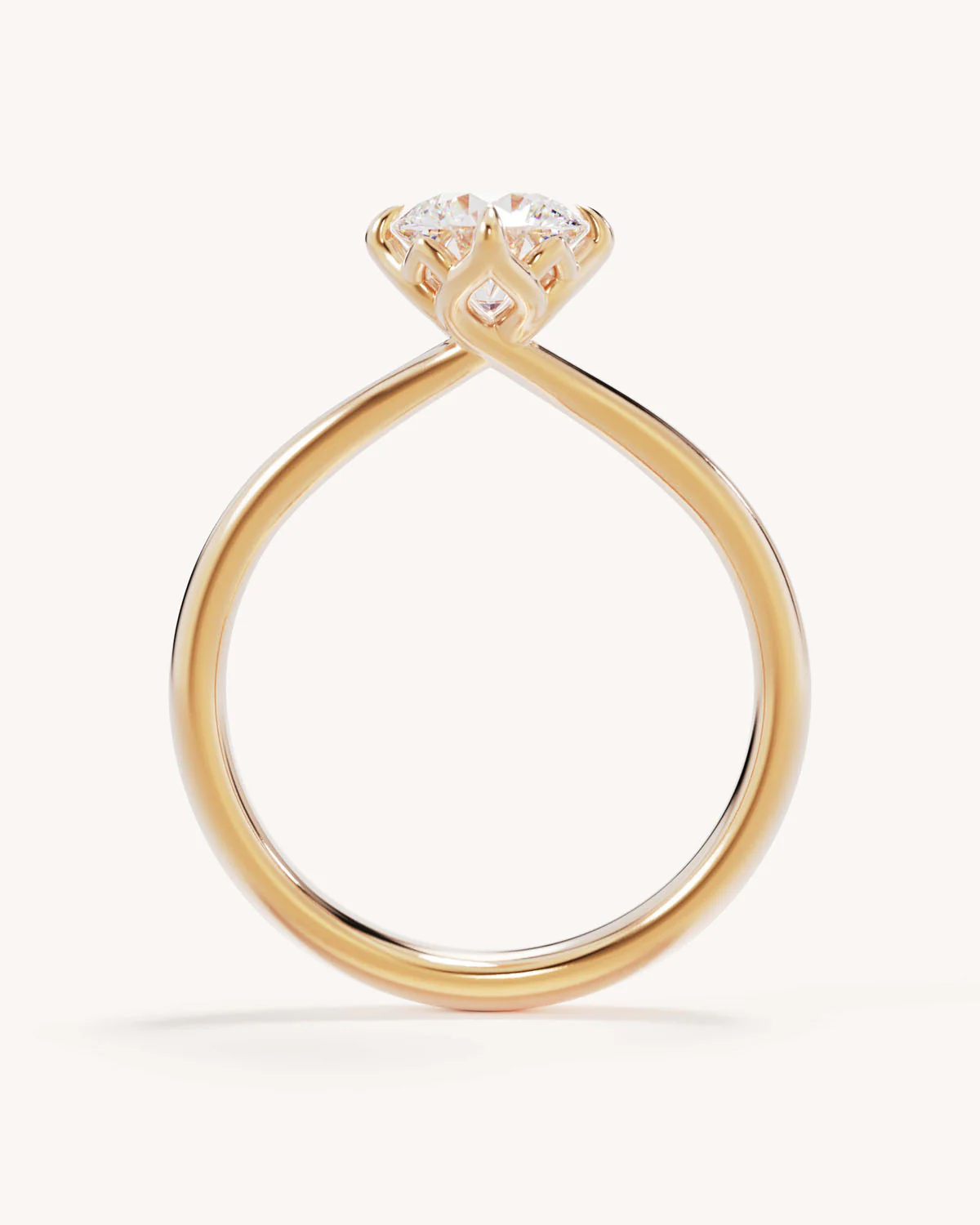 18k Solid Gold Lotus Solitaire Engagement Ring - Round - Image 4