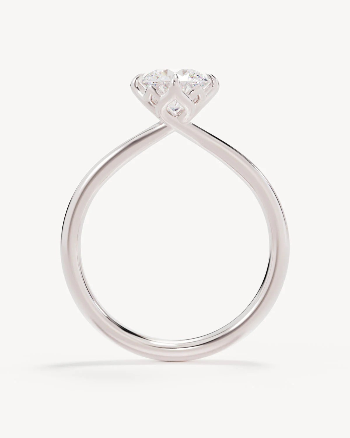 18k Solid White Gold Lotus Solitaire Engagement Ring - Round - Image 4