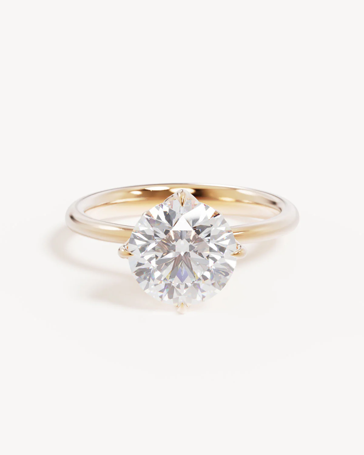18k Solid Gold Lotus Solitaire Engagement Ring - Round 2.5ct