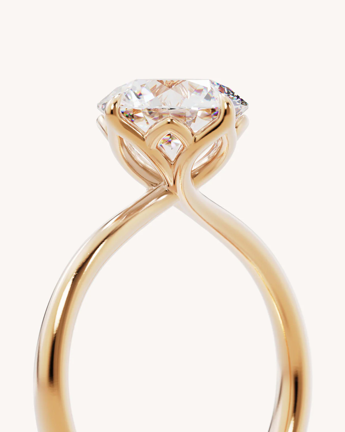 18k Solid Gold Lotus Solitaire Engagement Ring - Round 2.5ct - Image 3