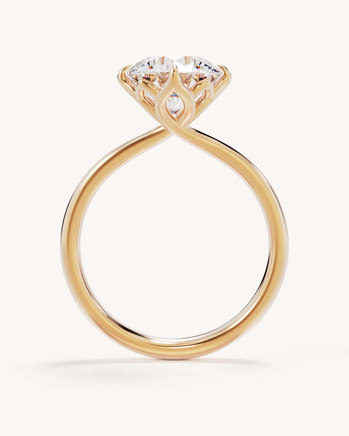 18k Solid Gold Lotus Solitaire Engagement Ring - Round 2.5ct - Image 4
