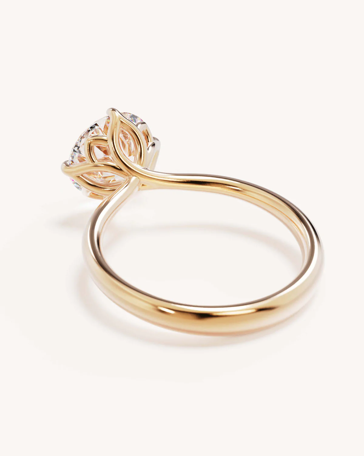 18k Solid Gold Lotus Solitaire Engagement Ring - Round 2.5ct - Image 5