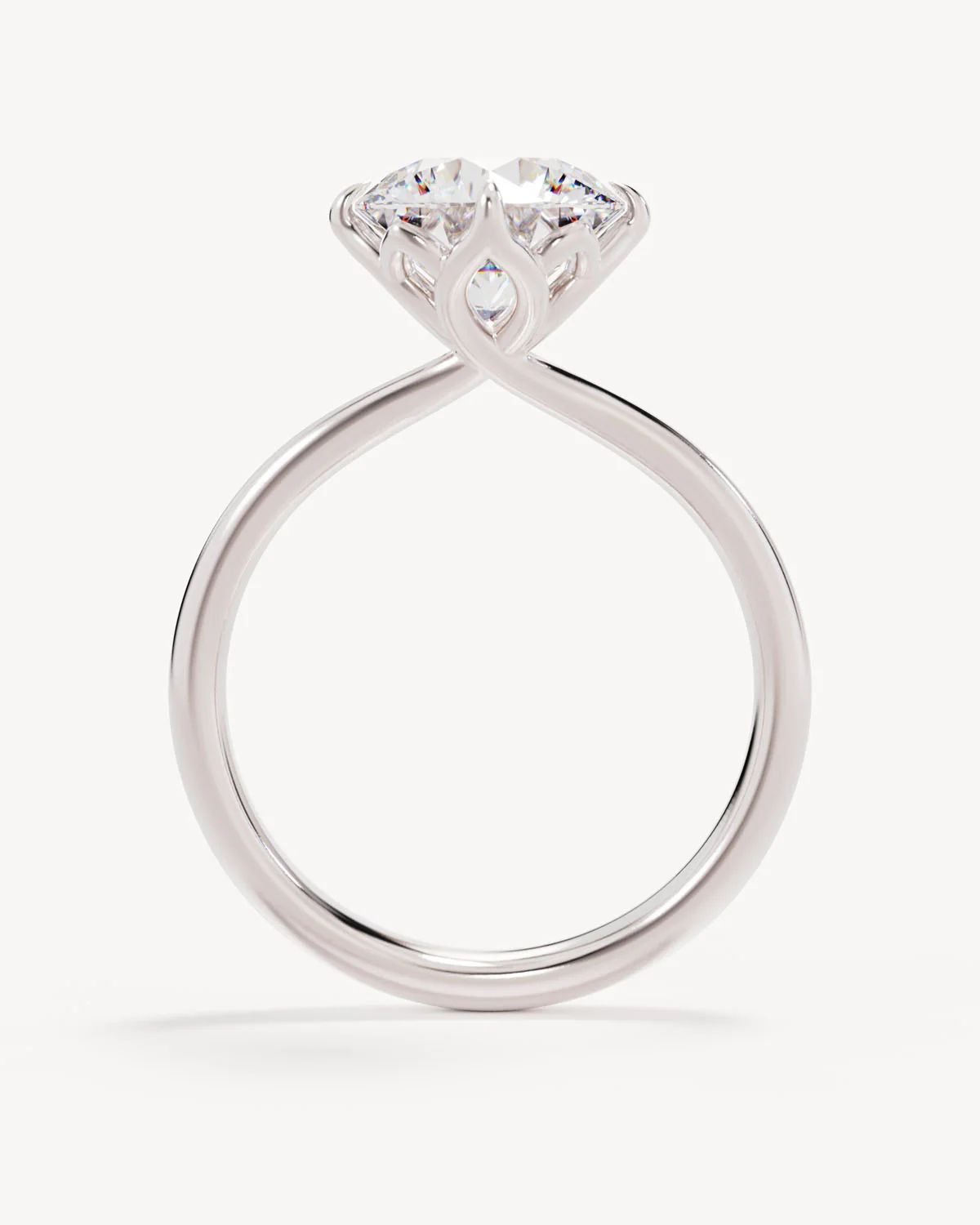 18k Solid White Gold Lotus Solitaire Engagement Ring - Round 2.5ct - Image 4