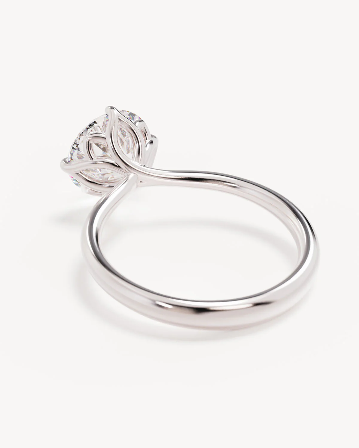 18k Solid White Gold Lotus Solitaire Engagement Ring - Round 2.5ct - Image 5
