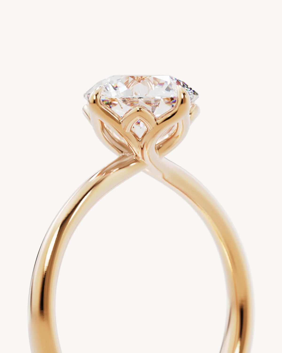 18k Solid Gold Lotus Solitaire Engagement Ring - Round 2ct - Image 3