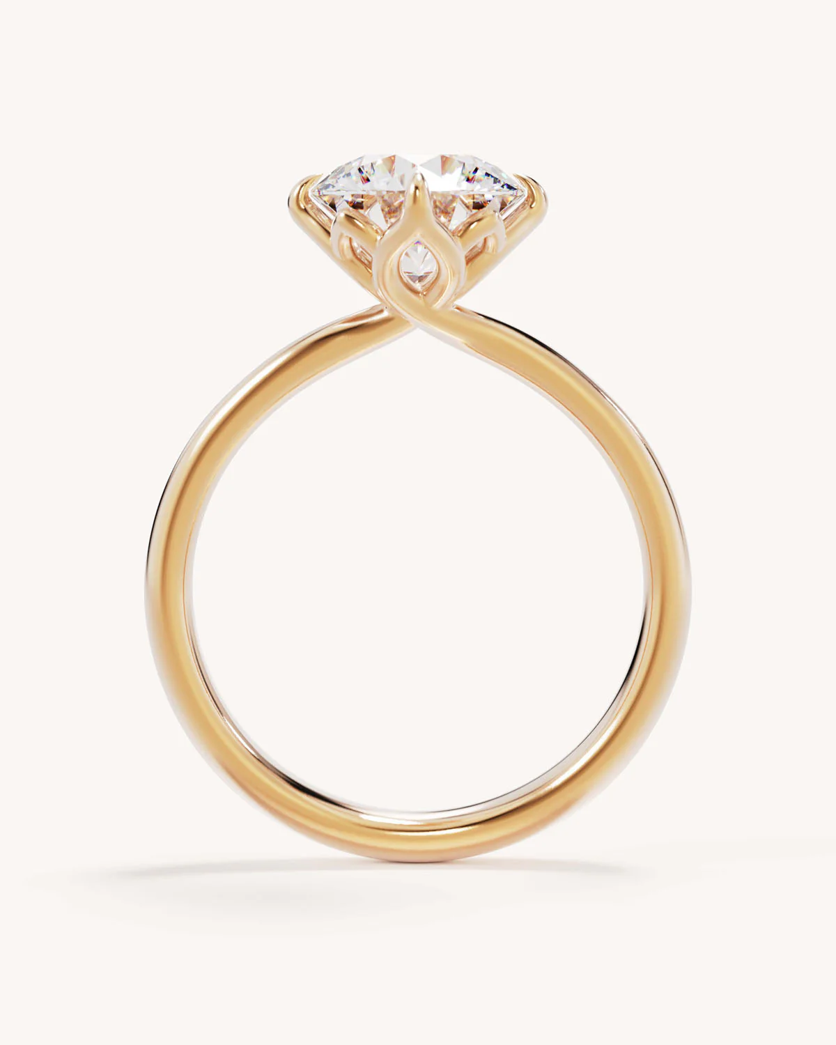 18k Solid Gold Lotus Solitaire Engagement Ring - Round 2ct - Image 4