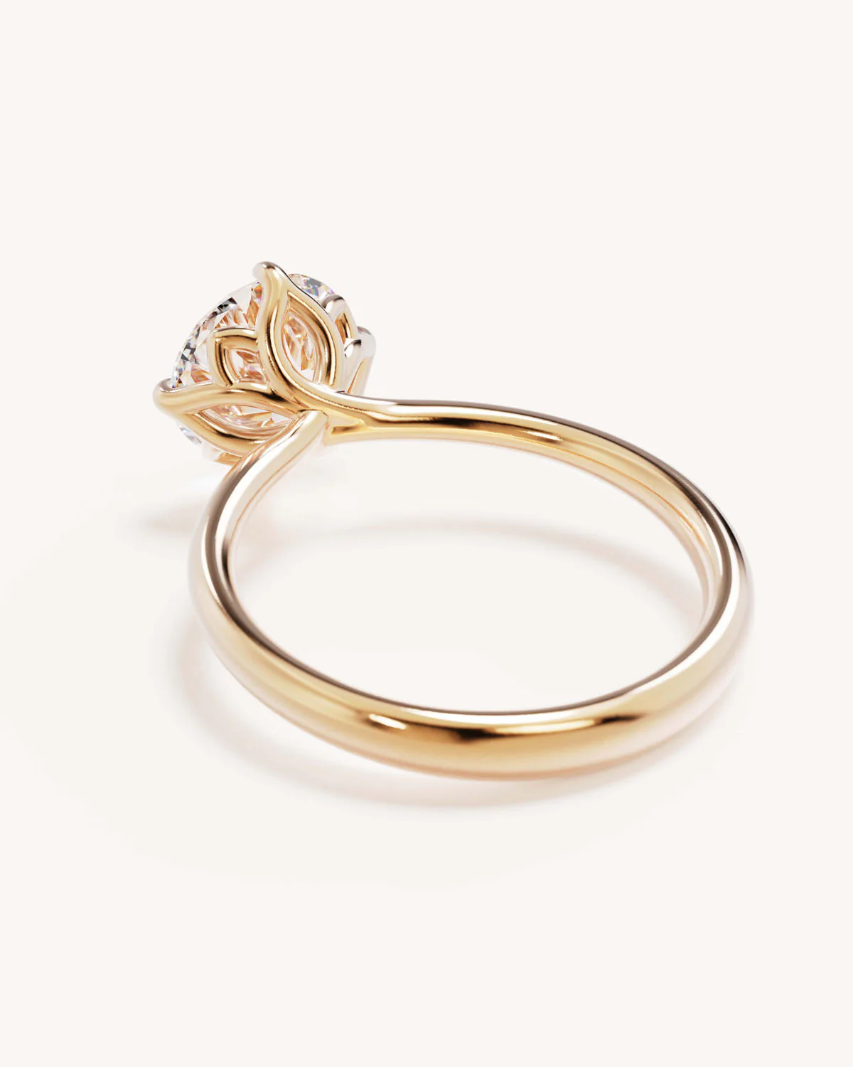 18k Solid Gold Lotus Solitaire Engagement Ring - Round 2ct - Image 5